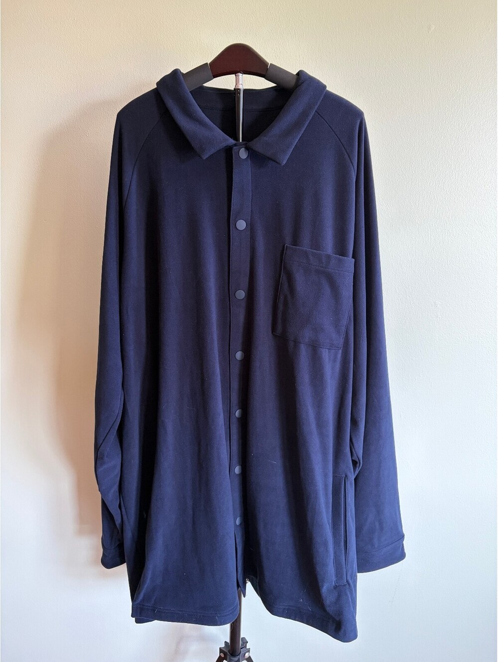 Stylus navy long sleeve snap front polo shirt